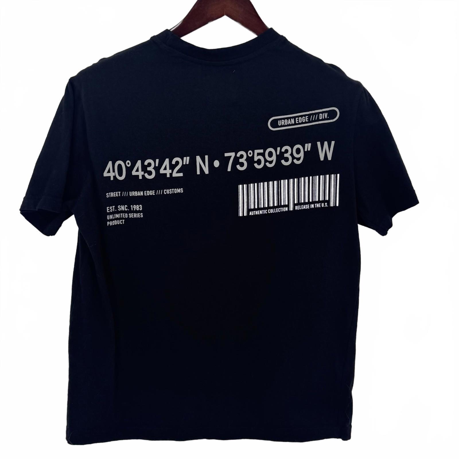 Riot Empire Shirt Mens Medium Black Nyc Coordinates Barcode Tee Mnss4359-Re